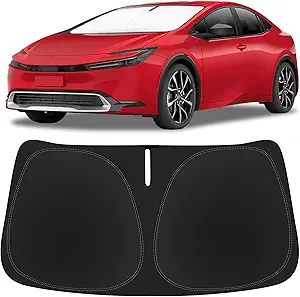 Sunshade for Prius Windshield Sun Shade for 2023 2024 2025 2026 Toyota Prius Hatchback Accessories(Not for Prius C or Prius V) Front Window Shield Cover Sun Visor Protector Foldable Blocks UV Rays