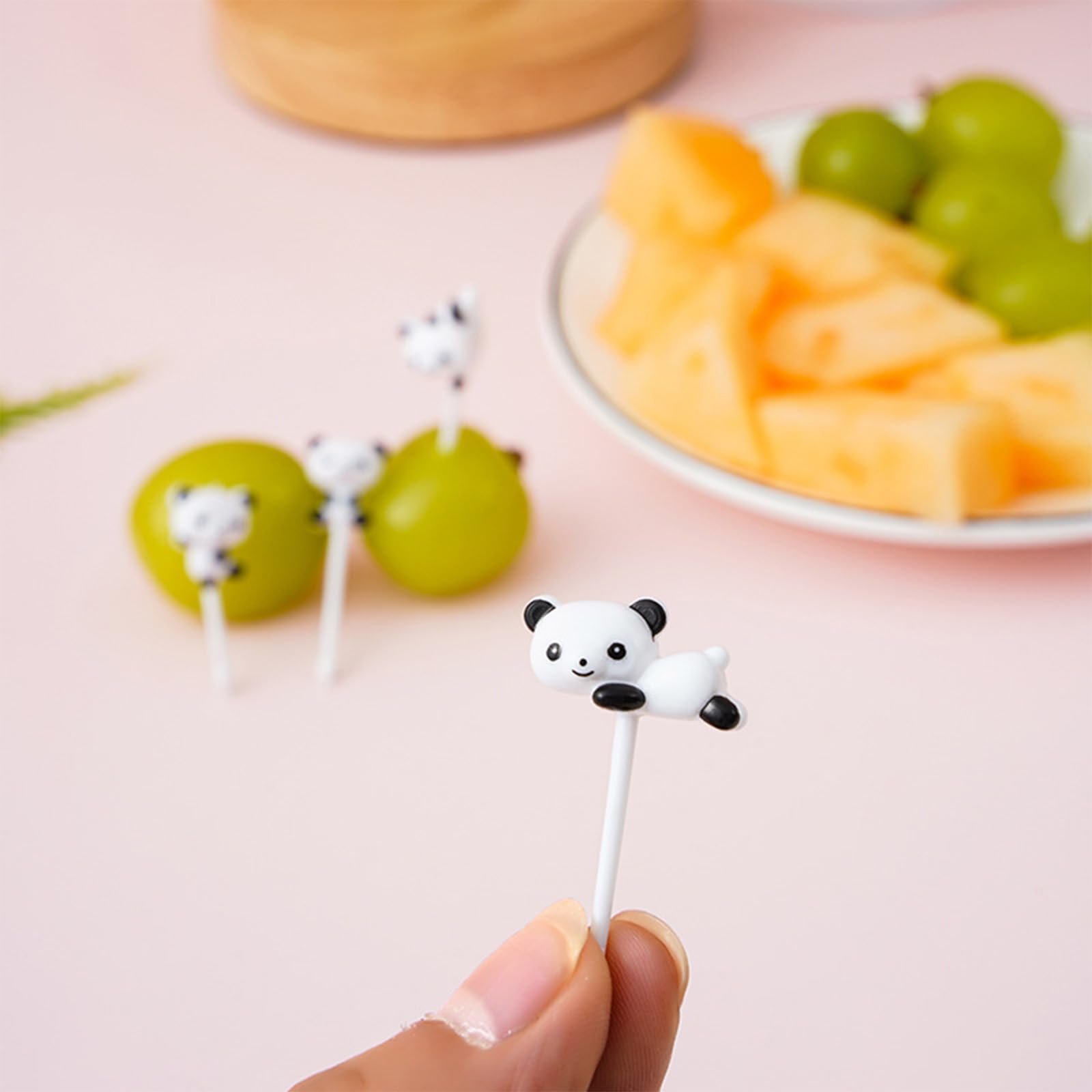 Food Picks for Bento Boxes, White Pandas?Reusable Bento Box Toothpicks Set for Lunch