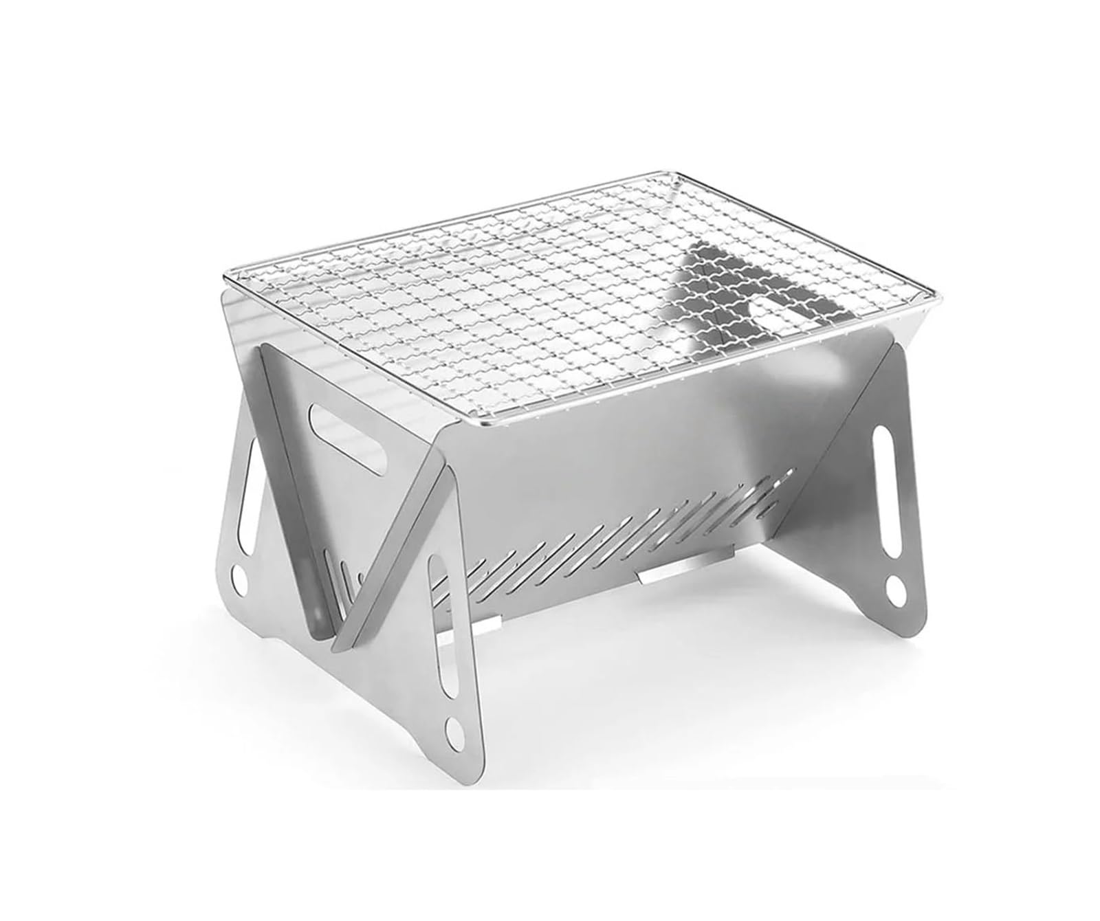 Lhsjyg White Barbecue Grill Stove Folding Stainless Steel Charcoal Grill Bbq Wood Burning Camp For Hiking Picnic Garden Backyard Cooking