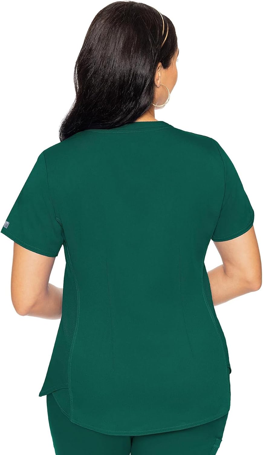 Med Couture V-Neck Scrub Top for Women with 4 Pockets, Rib-Knit Side Panel, and Shirttail Hem MC7459 - Image 5