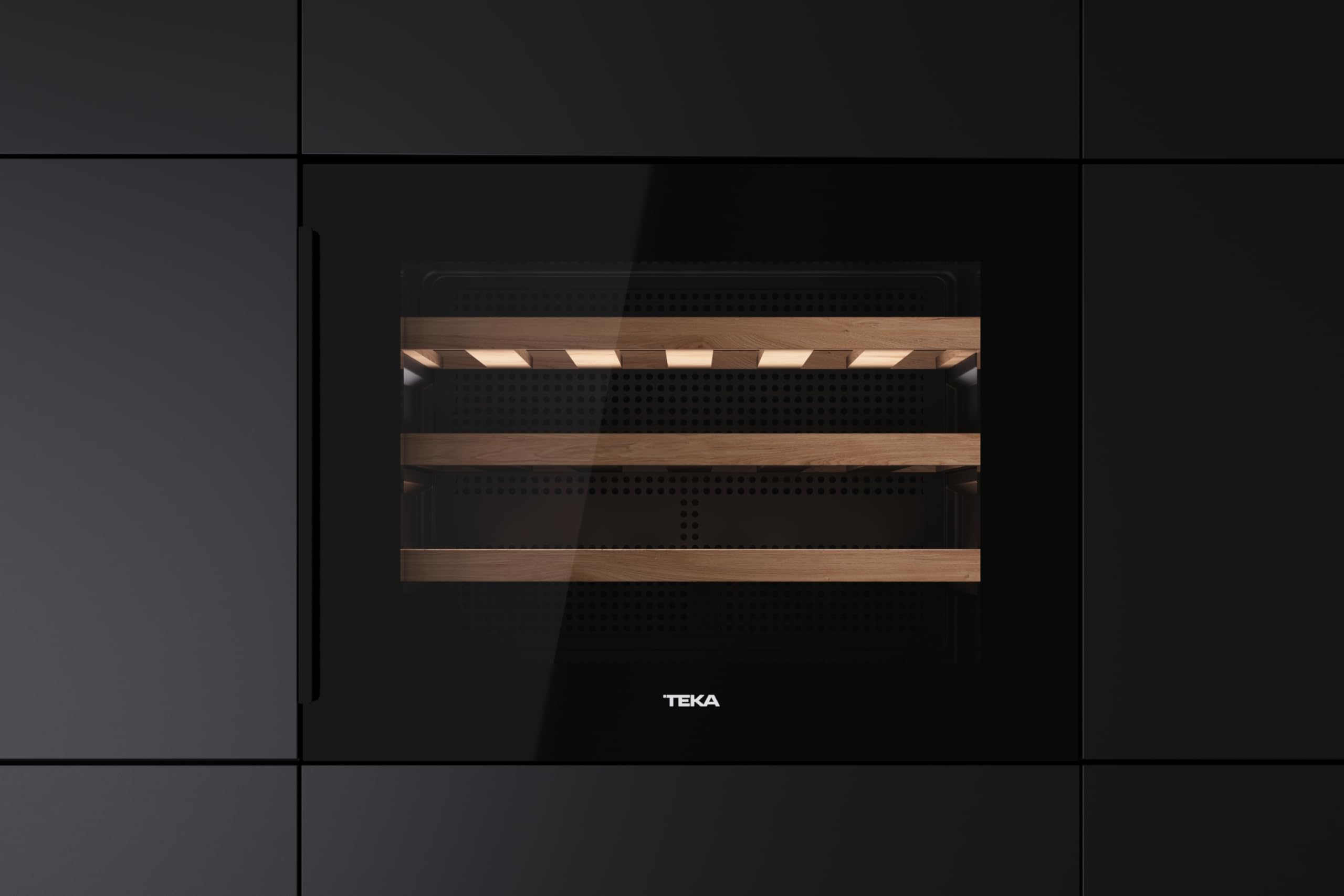 Teka - Vinoteca - Enfriador de vinos empotrable con capacidad para 24 botellas y control de temperatura ajustable - Modelo Sommelier RVI 10024 GBK