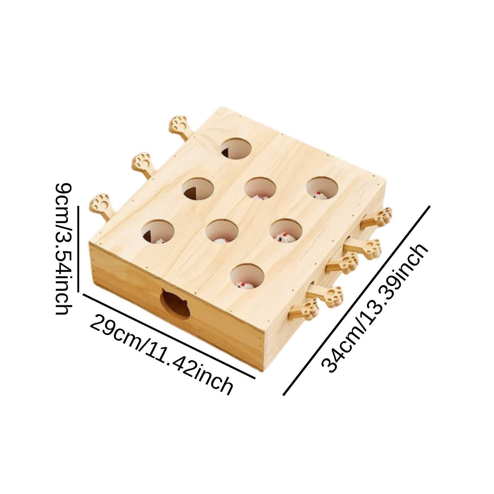 Juguete Interactivo de Madera para Gatos: Actividad Estimulante, Regalo Muy Entretenido para Mascotas, Juguete Rompecabezas, 8 Hoyos