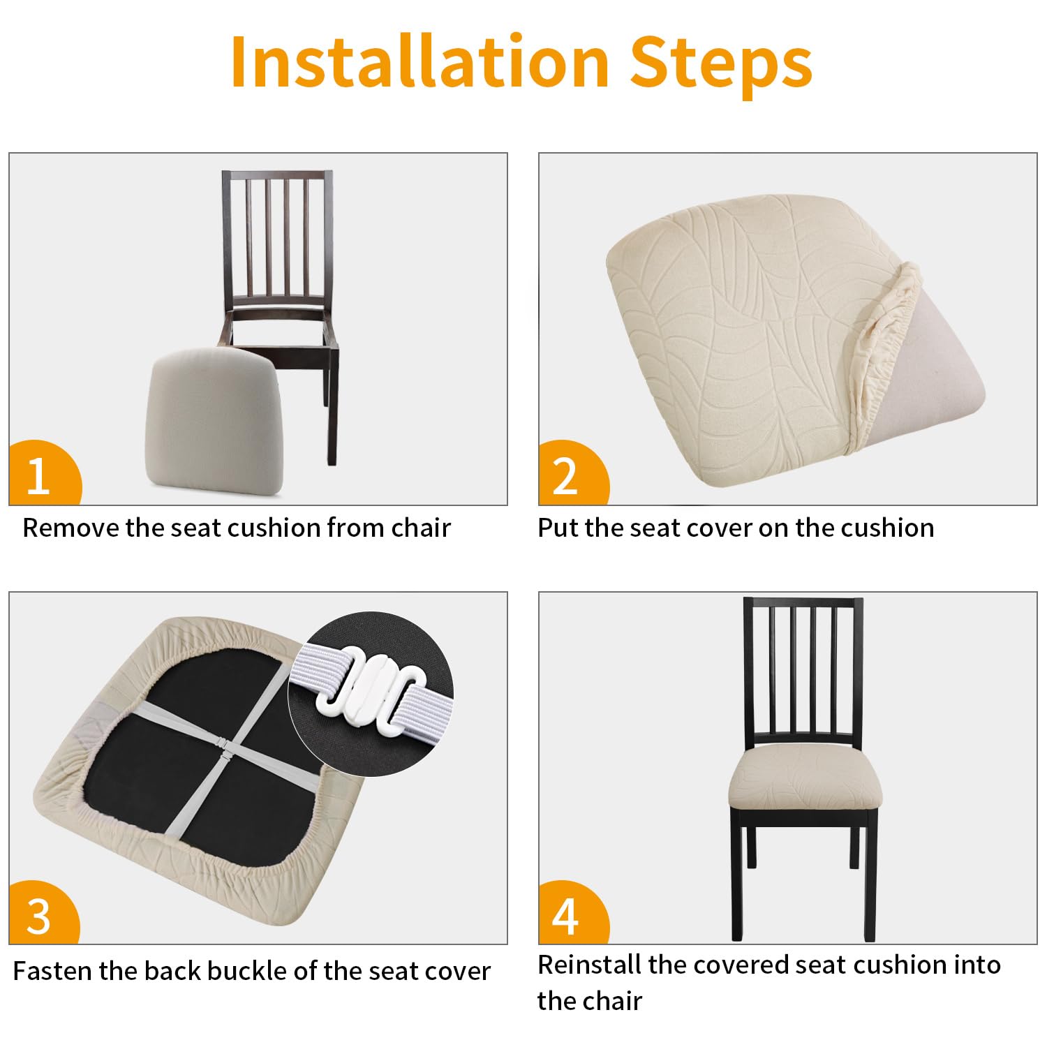 Fuloon Coprisedie, Impermeabile Fodere per Sedie Coprisedia Elasticizzato,6 Pezzi Moderno Coprisedia Elastico,Universale Lavabile Fodera Sedia Coprisedie