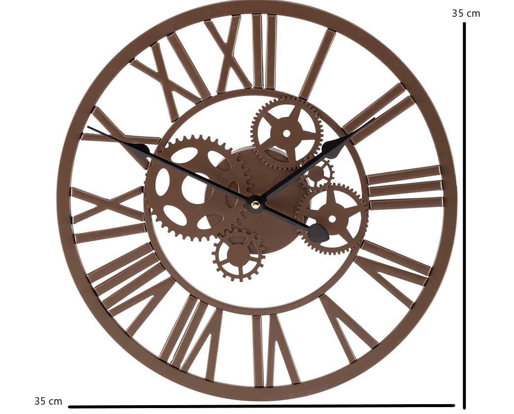 Garden Mile Grande horloge murale 35 cm avec chiffres romains pour intérieur et extérieur Marron