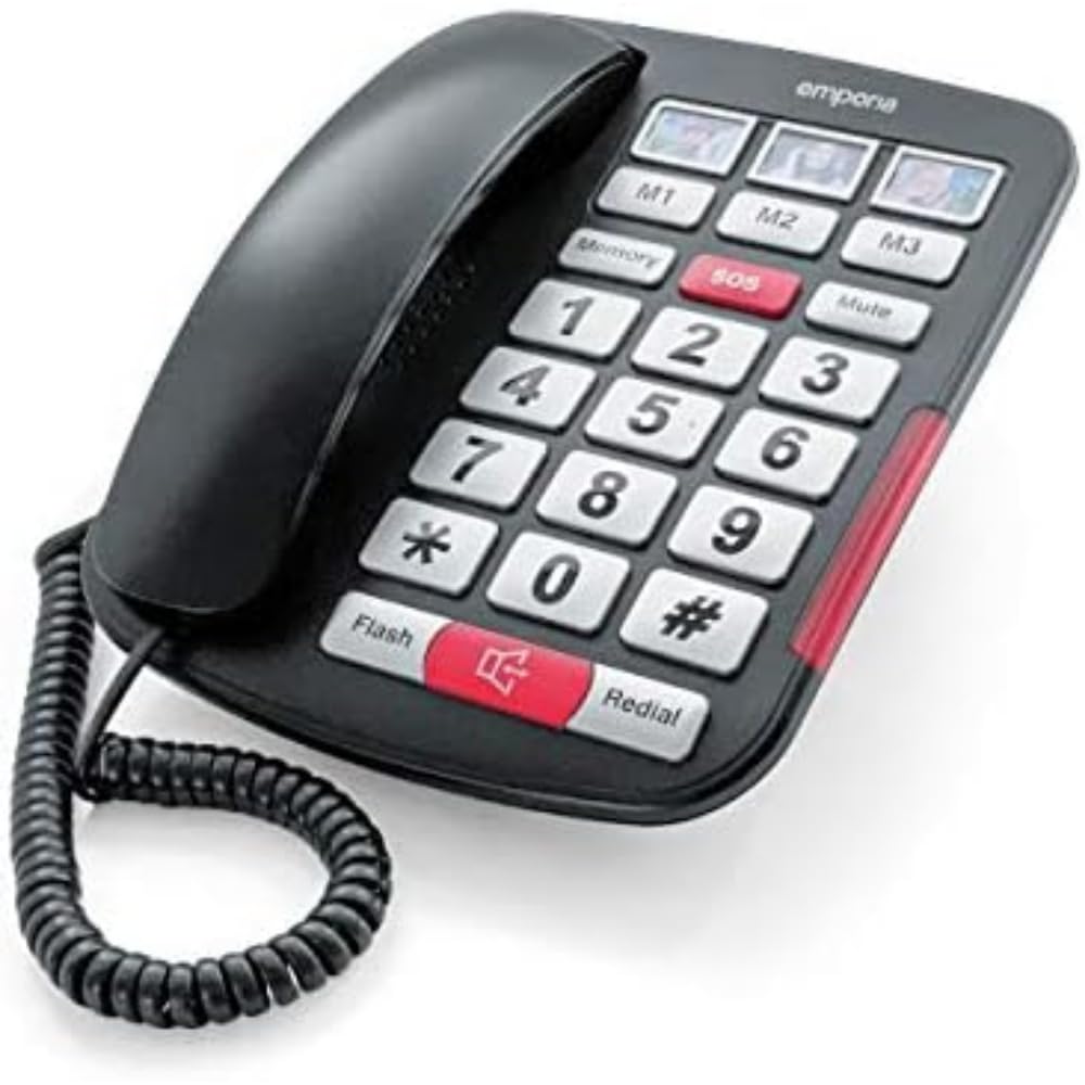 Emporia AMPLi40 Telefon, mit gro? en Tasten, verst??rkt, Schwarz / silberfarben