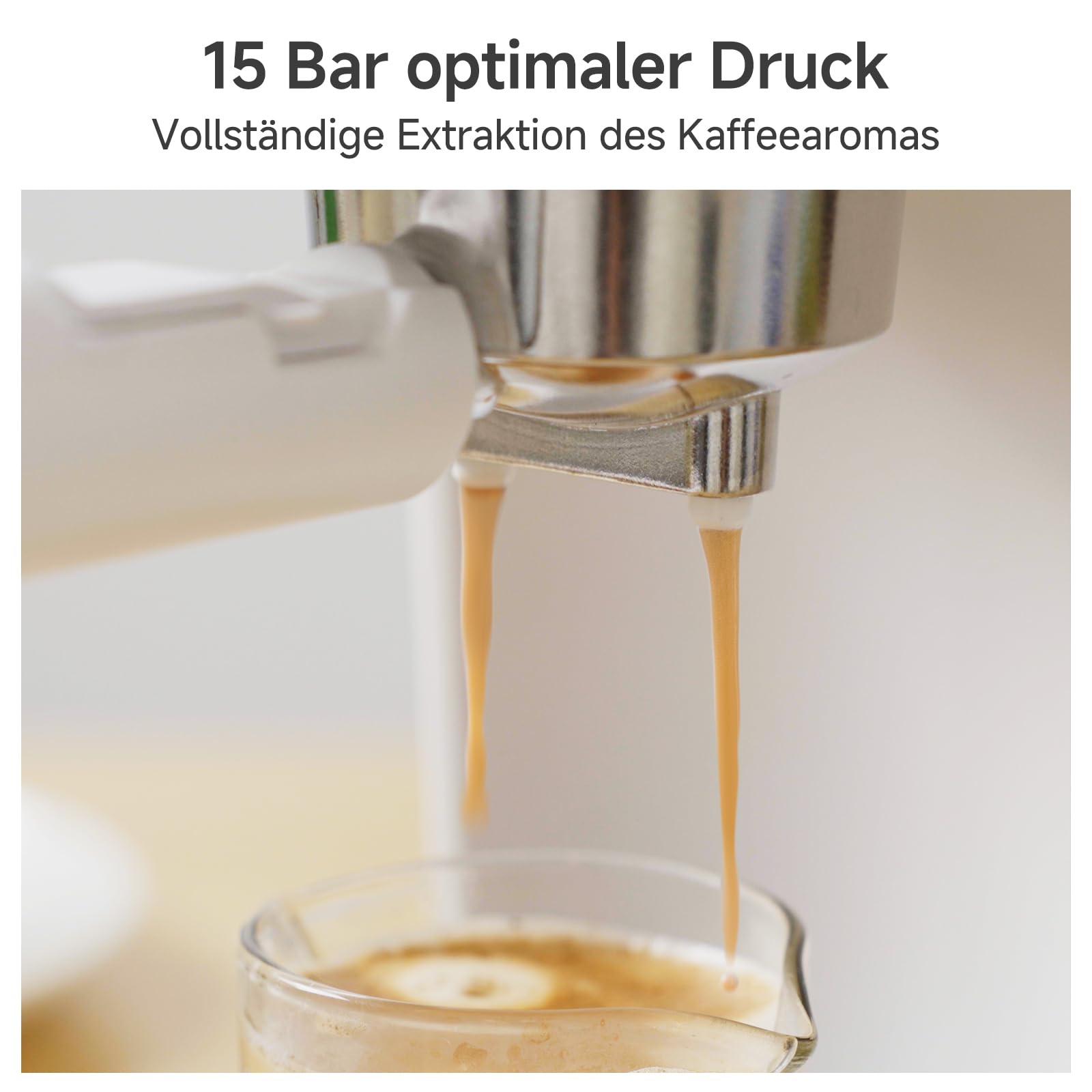SIMPLUS Espressomaschine 15 Bar Dual Shot, Temperaturanzeige, schwenkbare Dampfdüse für cremigen Milchschaum, 1,2-L-Wassertank, Warmhalteplatte, automatische Abschaltung und abnehmbares Tropfblech
