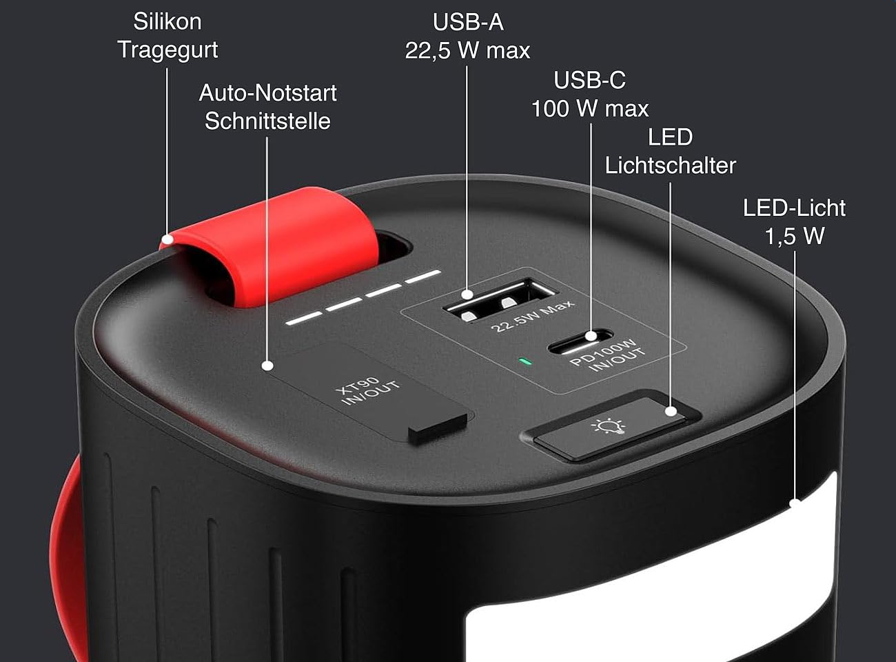 revolt Auto Starthilfe: 3in1-Kfz-Starthilfe & Powerbank, LiFePO4, 60 Ah, 600 A, 100 W PD, LED (Booster, Starter, Jump)