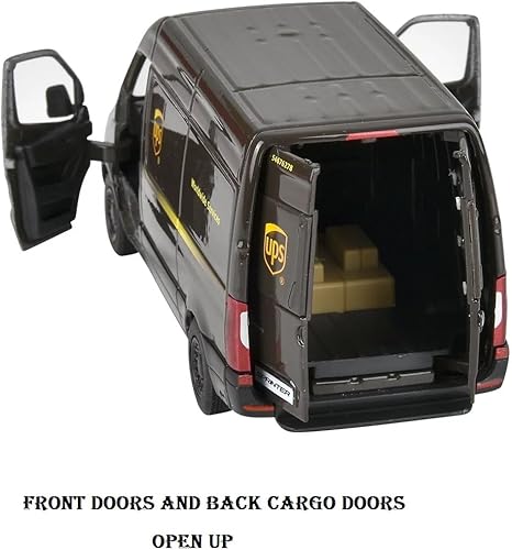 Miniatura 3 de Van de entrega de UPS fundido a presión (1 paquete) (5 pulgadas) con movimiento de retroceso, compatible con Mercedes-Benz Sprinter UPS Edition