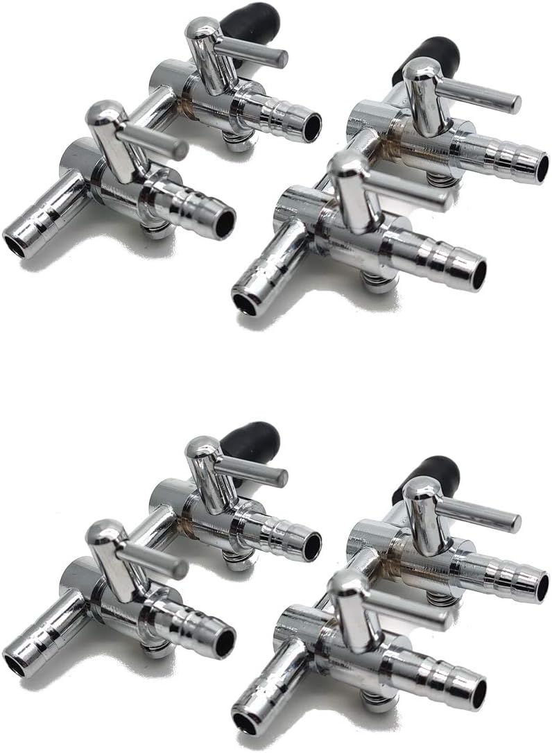 Addlike 2 Way Gang Valve for Aquarium Air Pump,4-Pack, Aquarium Air Flow Control Lever Valve Distributor Splitter Stainless Steel Silver…