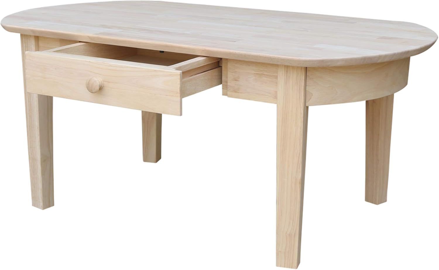43.7" Natural Wood Oval Coffee Table with Storage