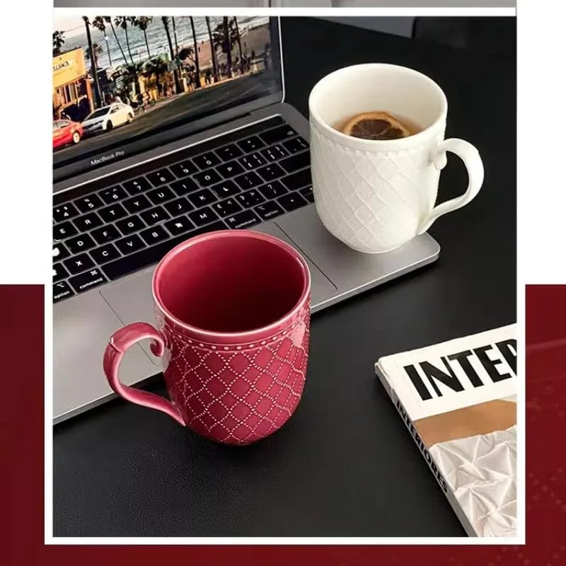 Großes Kaffeebecher-Set mit 2 Stück, 450 ml, Keramik-Teetassen-Set für Büro und Zuhause, spülmaschinenfest, mikrowellengeeignet