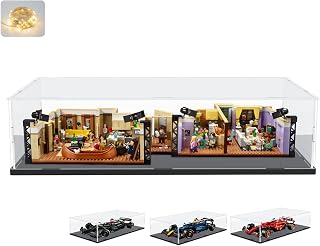 Thickened Clear Acrylic Display Case for Lego 42207 Ferrari SF-24 F1 Car for 42206 Red Bull F1 for 42171 Mercedes-AMG F1 for 10292 FRIENDS Apartments, Large F1 Display Box Black Inside 25.6x13.8x5.9in