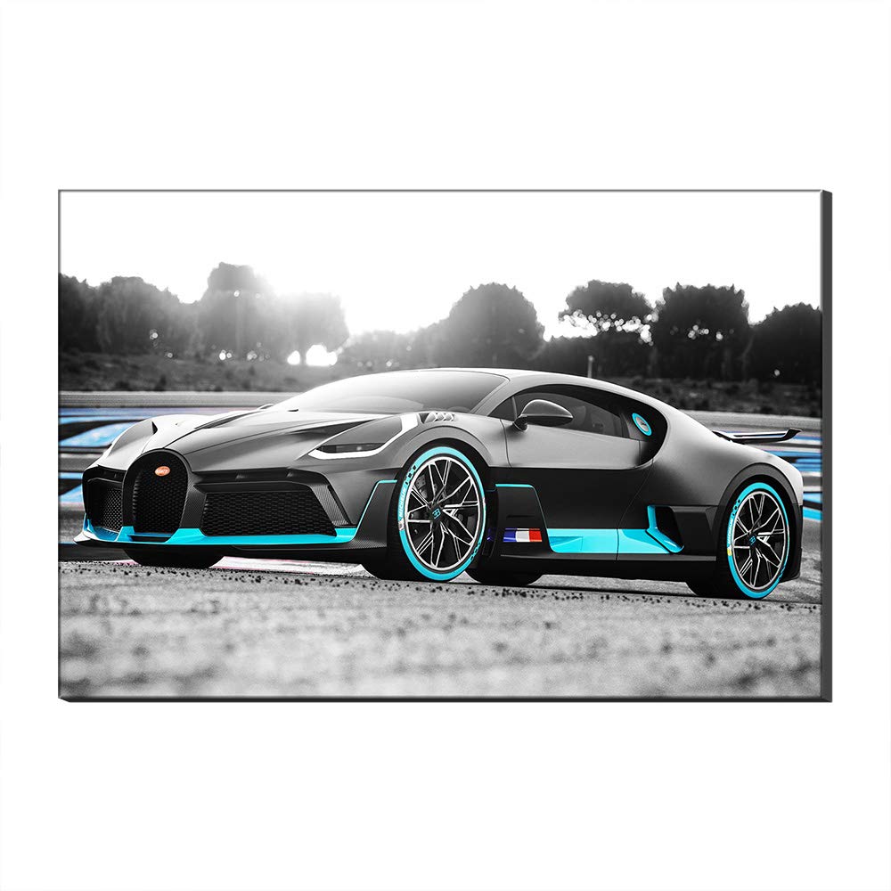Pięć sprzedawców samochodów sportowych na torze autorstwa Bugatti Malarstwo Płótno Wall Art Nowoczesna Dekoracje Do Domu Dekoracje Do Salonu Sypialnia Galeria (z ramą, 60_x_90_cm)