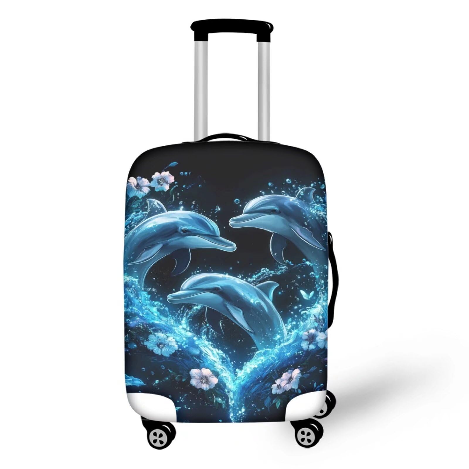 Dremagia Dolphin Luggage Covers for Suitcase Spandex Zip Closure Luggage Cover Fit 26-29 Inch Anti-Scratch Suitcase Protector Covers for Travel