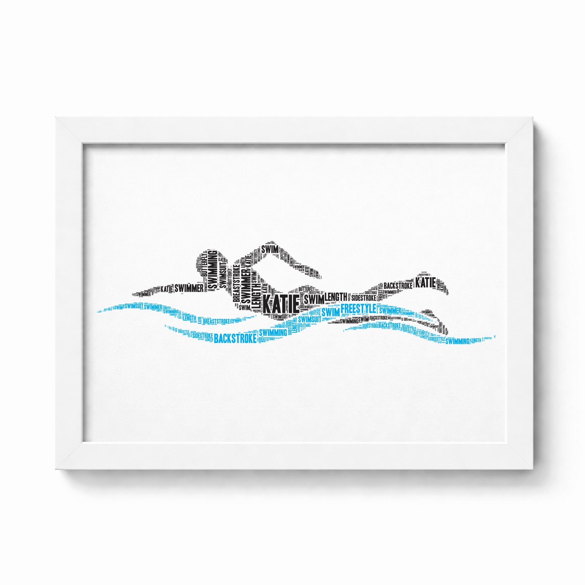 Personalised Female Swimmer Word Art Print - Swimming Well Done Wall Art Picture Gifts For Her, Girls - A5, A4, A3 Poster, Prints & Framed