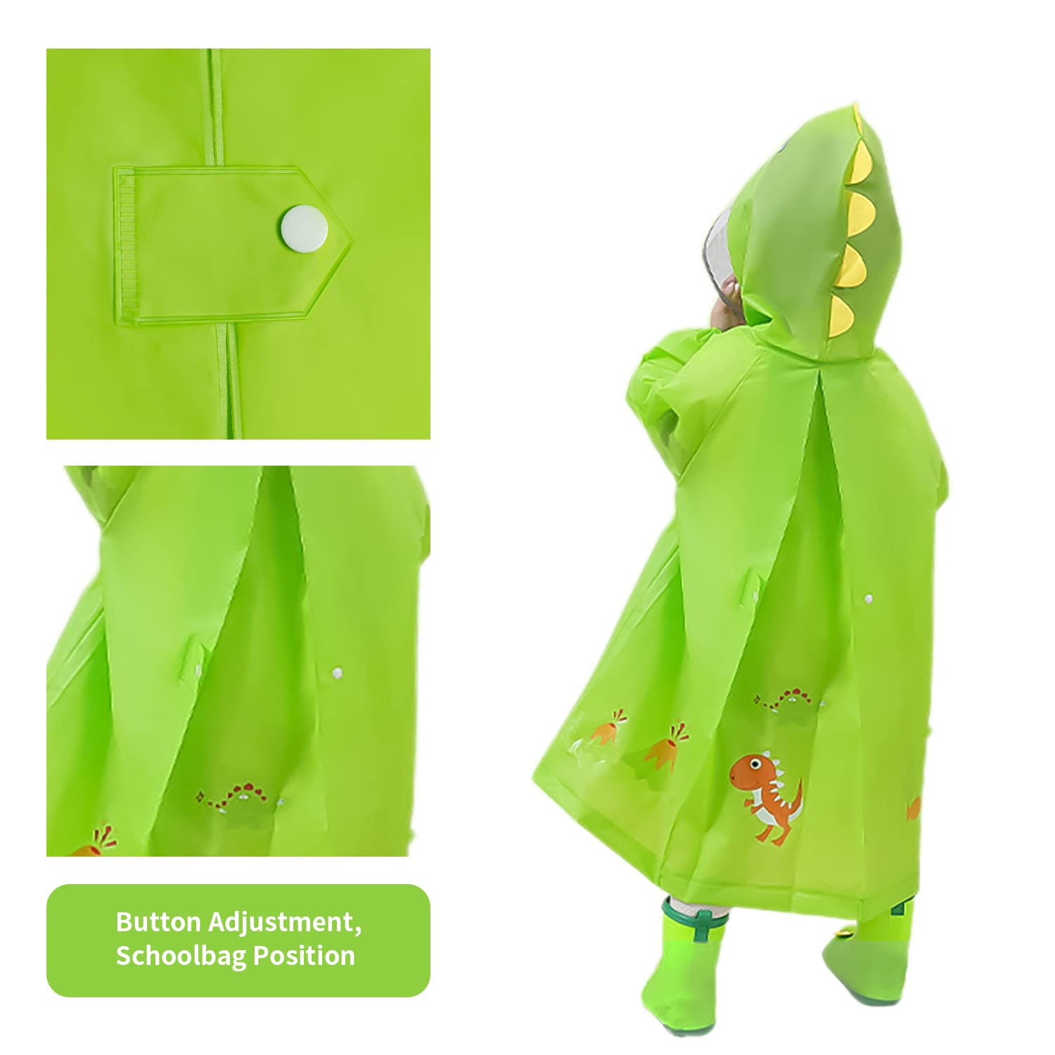 Volunboy Bambini Poncho Pioggia con Cappuccio, Impermeabile Mantella Antipioggia Bambino Riutilizzabile Cappotto di Pioggia Giacca