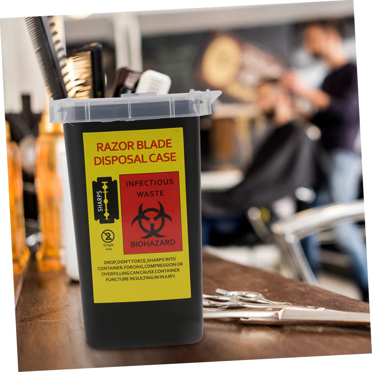 Contenitore Porta Lame da Barba in Plastica Nera, 2 Pezzi Chiusura Sicura