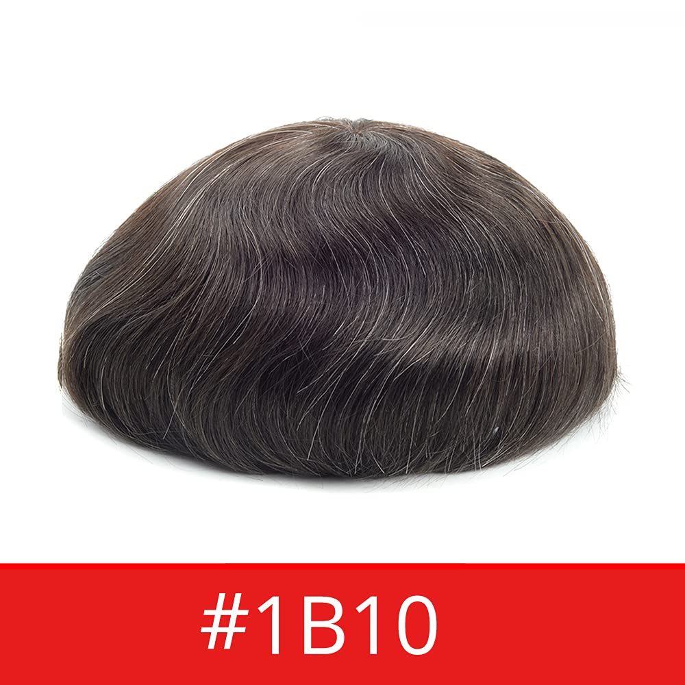 Lordhair Protesi Capelli Uomo, Pelle Super Sottile da 0,03 mm Tutti con loop a V Parrucca da Uomo per Sistema Capillare da 8x10 Pollici Dimensione Della Base