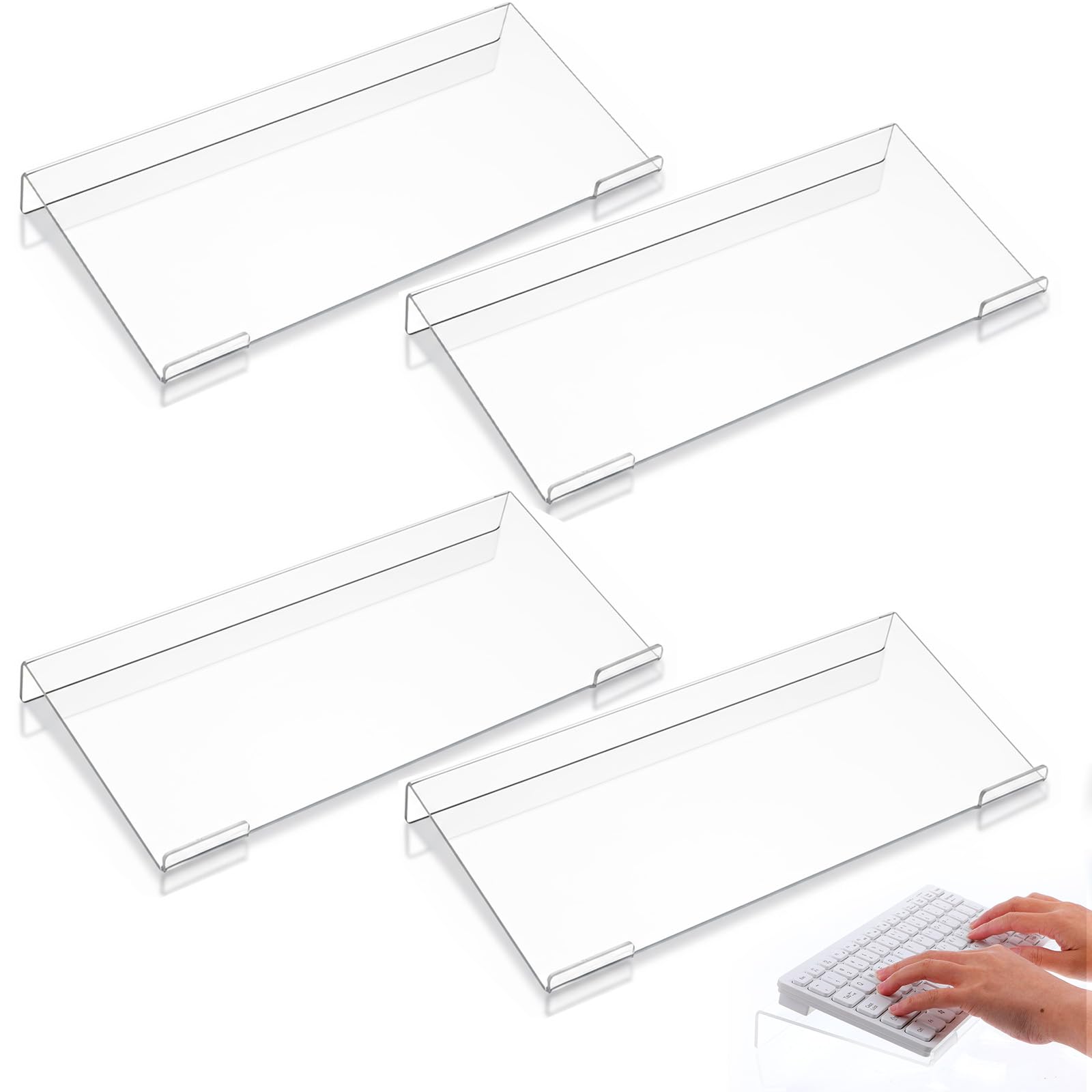 Snapklik.com : 4 Pack Acrylic Computer Keyboard Stand, Clear Tilted ...