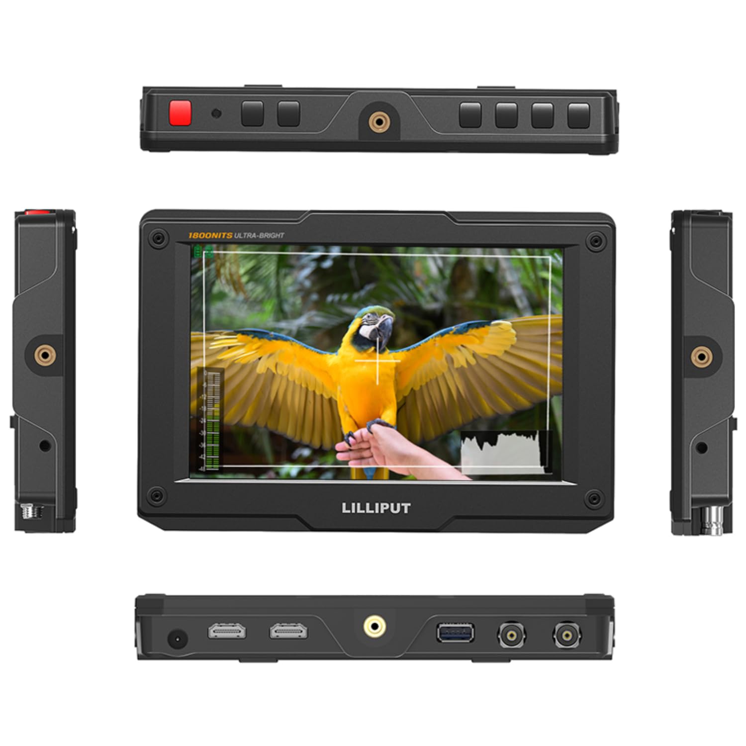 Lilliput H7S Moniteur de caméra 7" (1800 nits, 3G-SDI & 4K HDMI, Full HD 1920 × 1200, HDR 3D‑LUT, double batterie) – Moniteur de champ d'appareil photo ultra léger pour DSLR, Cinema, diffusion et