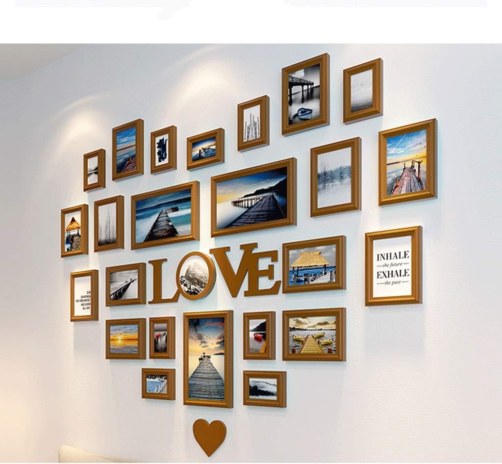 WEHISFD Photo Wall Living Room Heart-shaped Decoration Wash Bedroom Love Frame Hanging Combination Piece