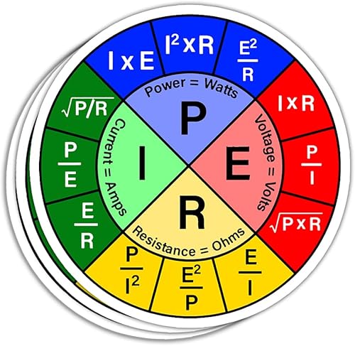Miniatura 1 de (3 unidadespaquete) Adhesivo de la ley de Ohm, calcomanía de gráfico circular de la ley de Ohm, calcomanía de física de explicación de electricidad,