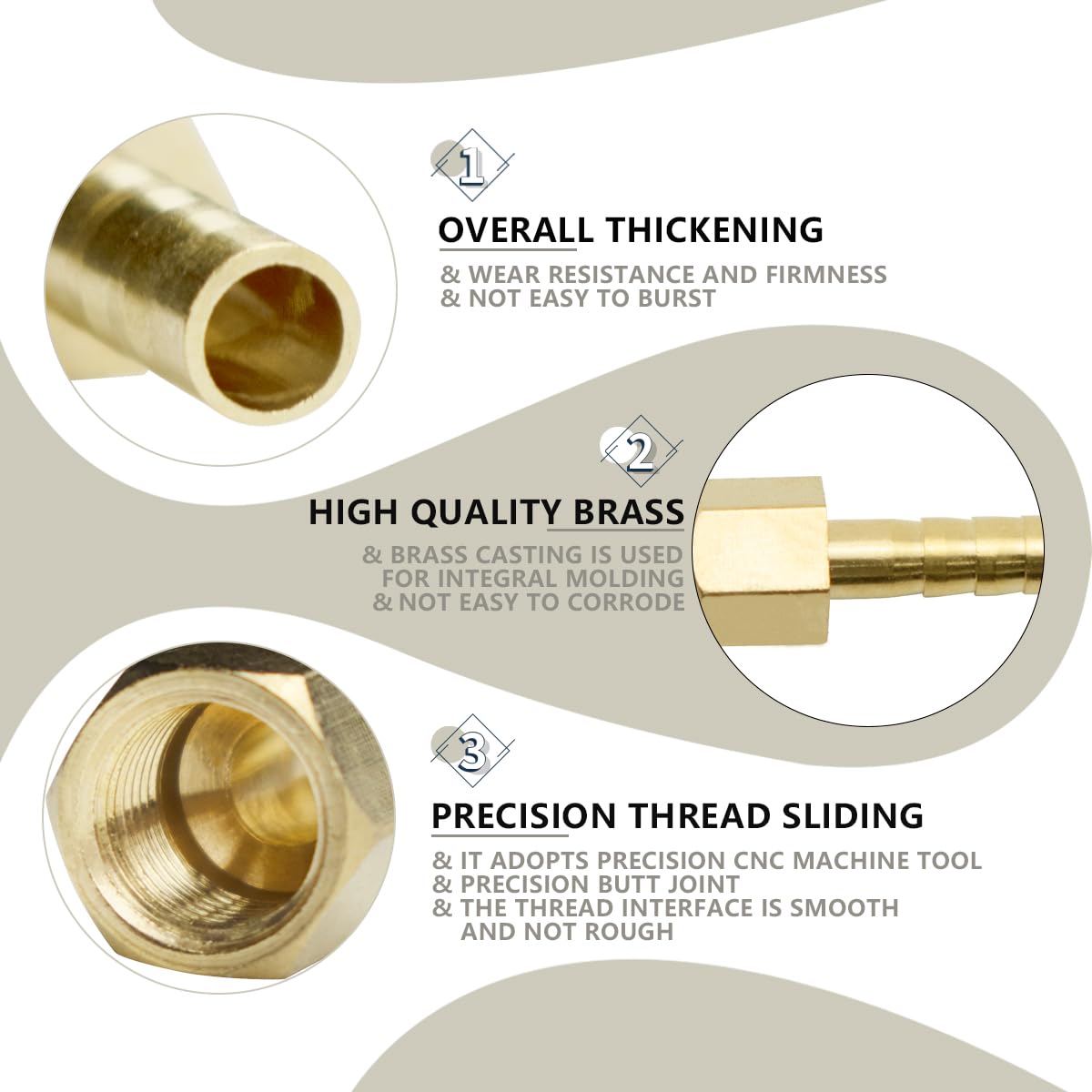 A ABSOPRO Laiton Tuyau Barbillon Raccord 6mm 3 Voie Té Menuisier