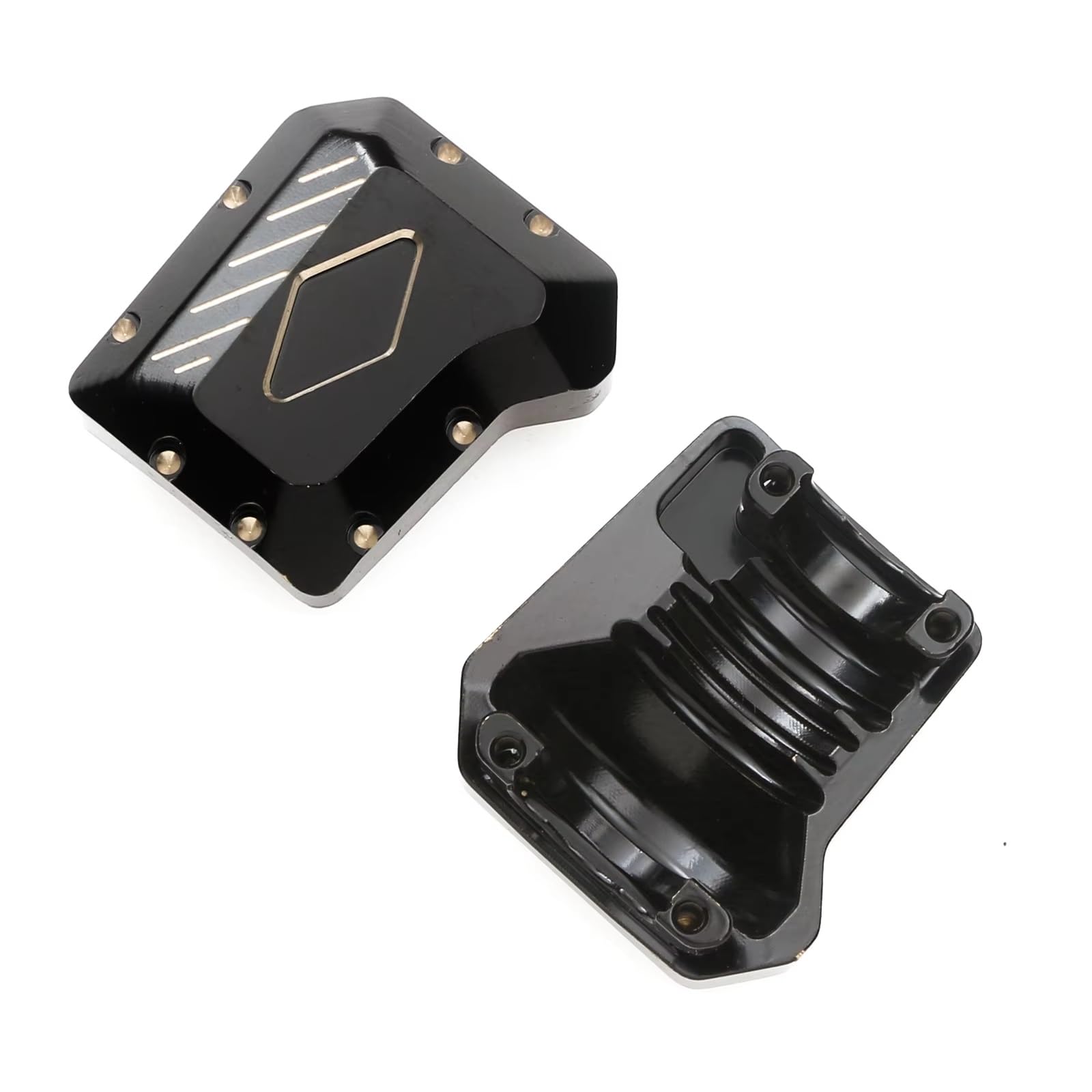 Compatible con Traxxas para TRX4 para TRX6 1/10 RC Crawler Car Piezas 2 Piezas Cubierta De Diferencial De Latón Negro Cubierta De Carcasa De Eje Delantero Y Trasero reemplazo RC