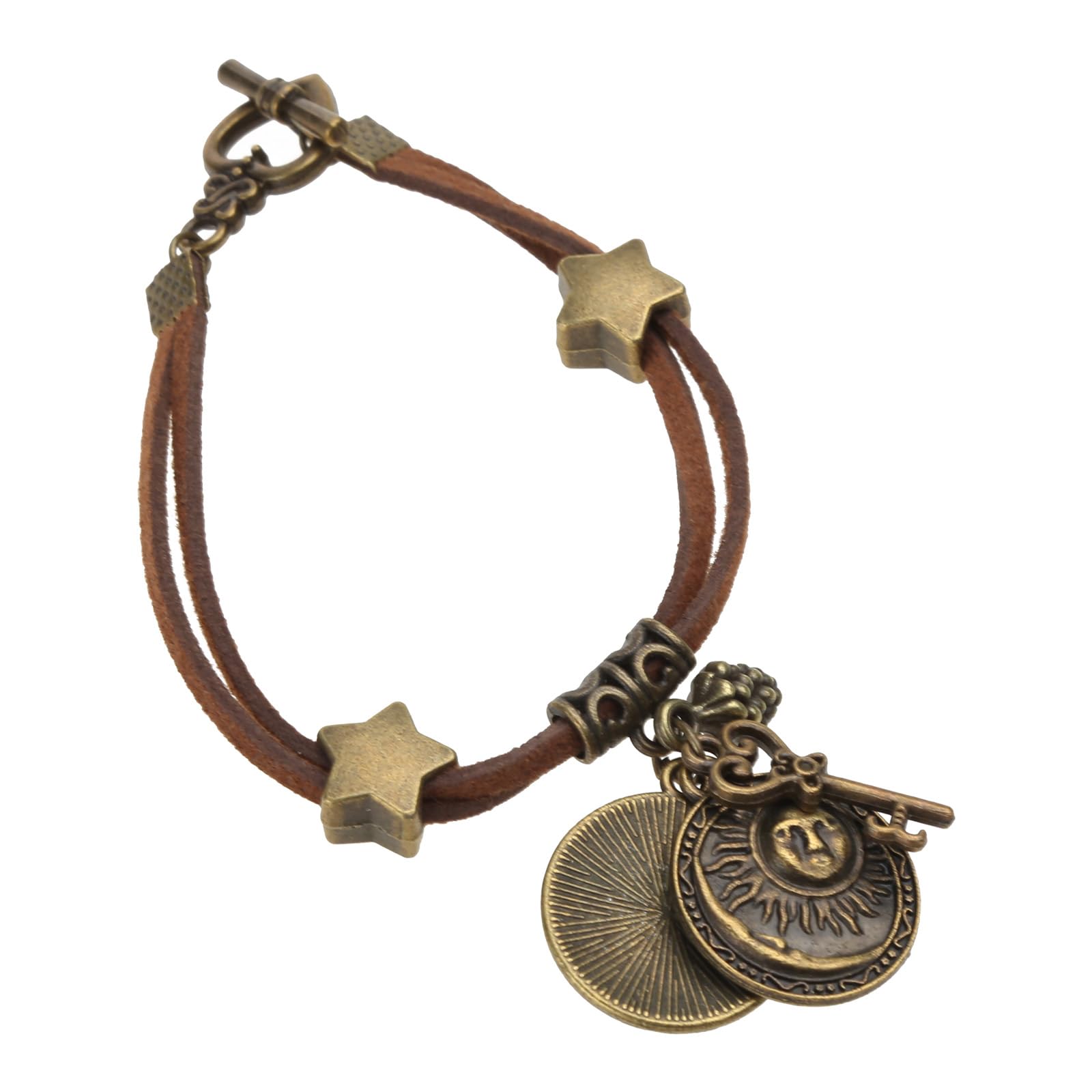 Illkjasfc Charmingly Vintage Double Sided Relief Moon&Sun Pattern Ethnic Chain Bracelets For Fashion Women Jewelry