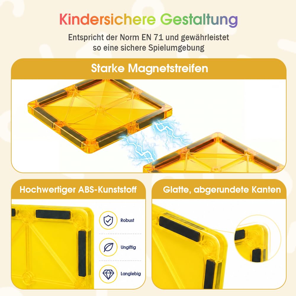 Playpals Magnetbausteine 100 Teile für Kinder ab 3 Jahren, Magnetspielzeug, 3D Konstruktionsspielzeug, Kinder Lernspielzeug, Montessori Bauspielzeug für Jungen und Mädchen | Bauspielzeug, Für Kinder ab 3 Jahren, Kinder Lernspielzeug, Montessori Bauspielze