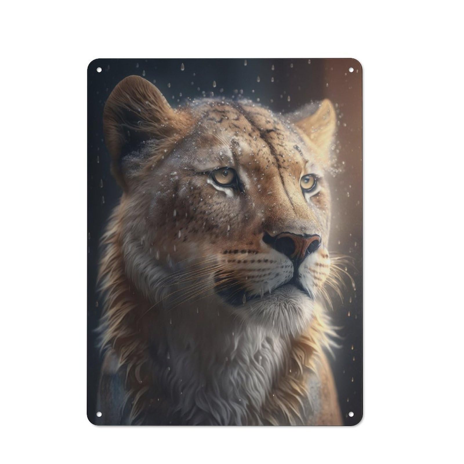 Junmoney Liger In The Rain Understated Office Metal Sign 40X30cm Featuring Studio Wall Plaque For Office, Study, Studio Or Hallway