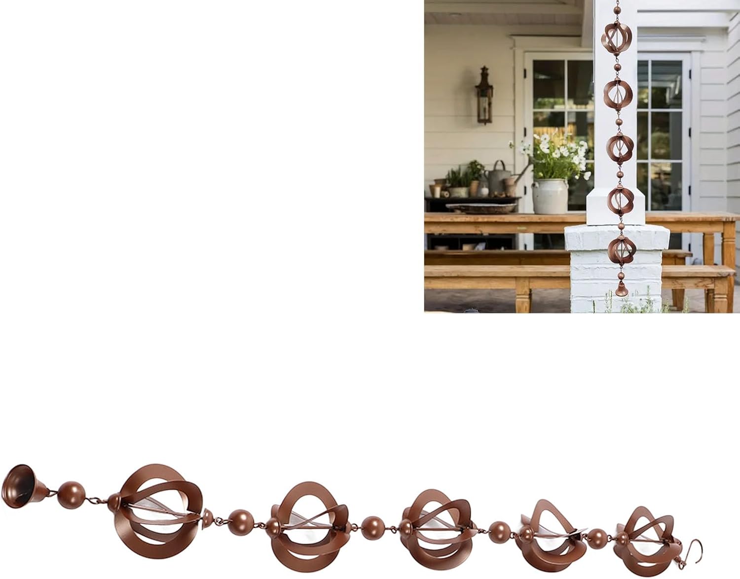 108 cm Hanging Rain Chain, Metal Rainwater Catcher, Rotating Hollow Rain Chain, Decorative Rain Chain for Garden Courtyard