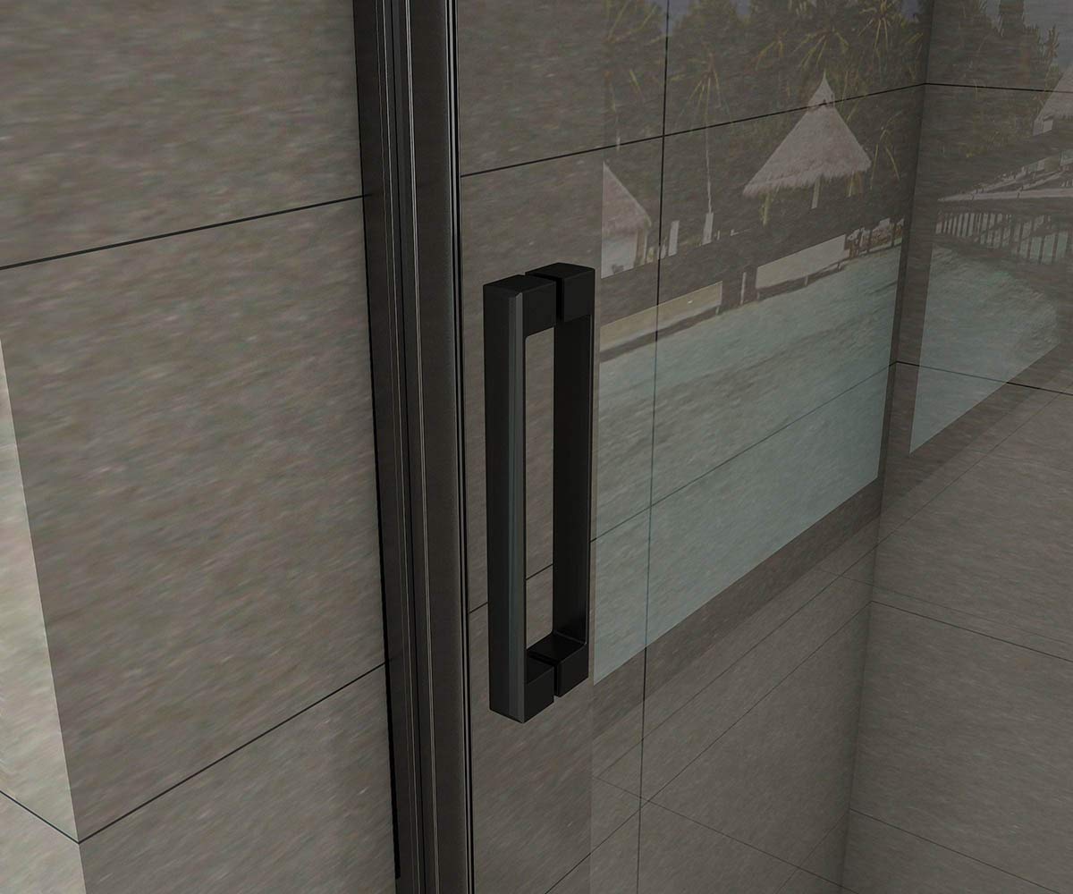 AICA porte de douche 80x200cm porte de douche pivotante noir en 8mm verre anticalcaire