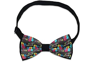 Supdreamc Men's Pre-Tied Autism Awareness Puzzle Piece Bow Tie Perfect for Weddings,...