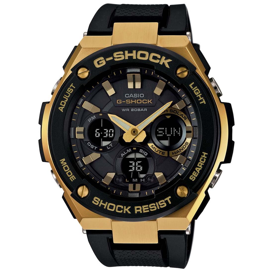 Casio G-Shock GST-S100G-1ADR Analog-Digital Black Dial Men Watch Black Resin Strap (G608)