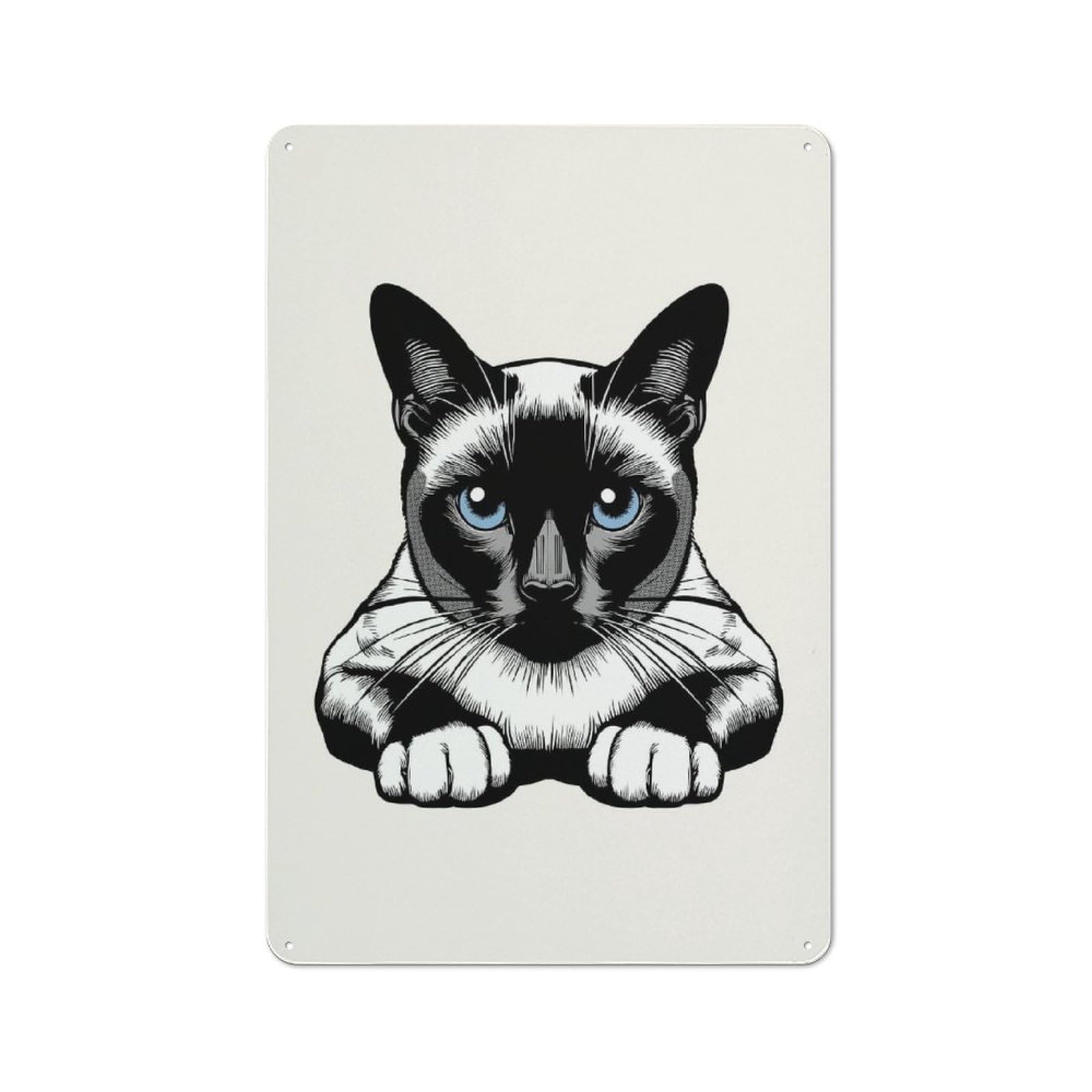 Junmoney Style-22 Siamese Cat Printed Metal Sign 30X20cm For Dining Room Or Kitchen, For Kitchen Wall Decor Lovers