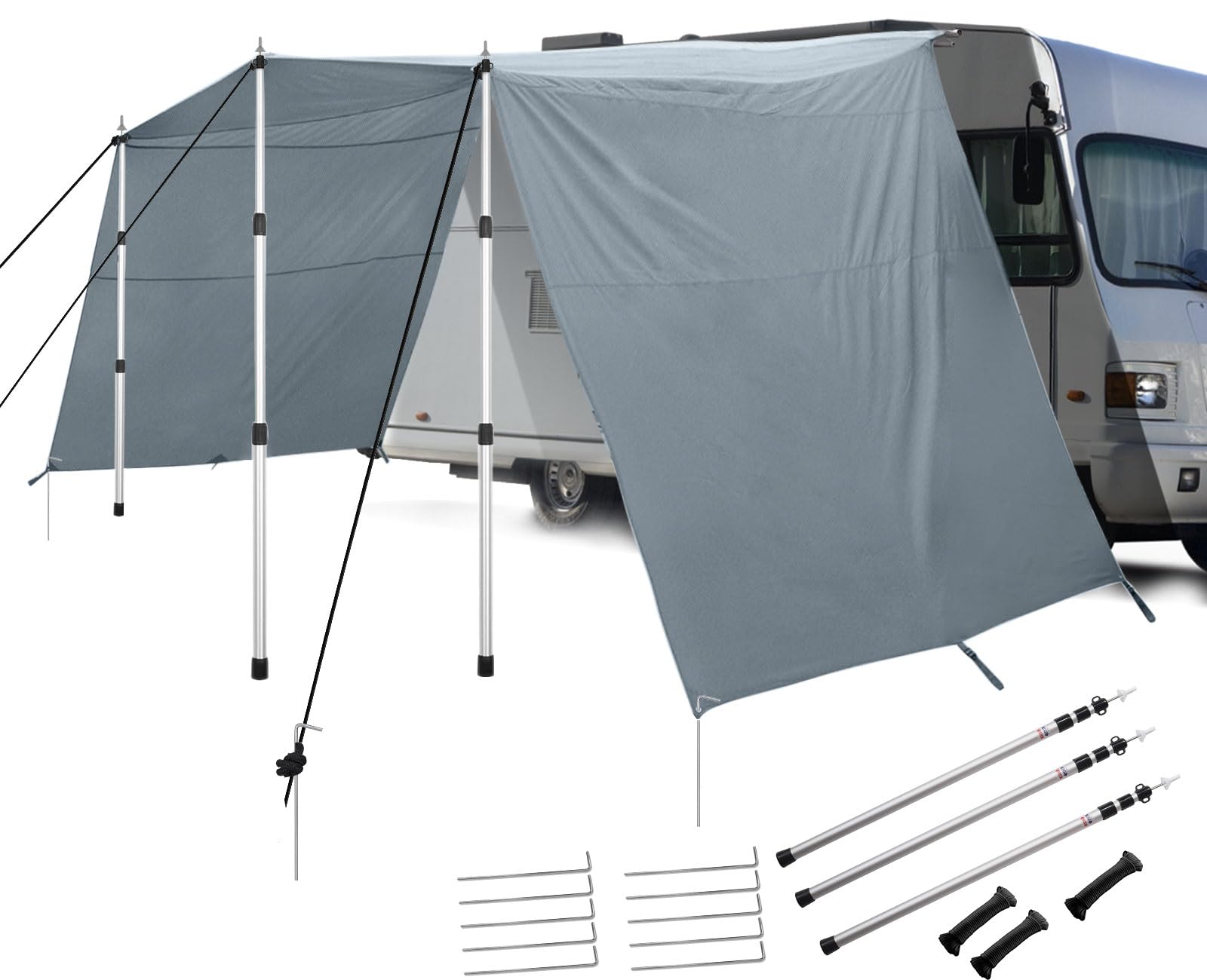 Vorzelt Wohnwagen Sonnensegel 4 x 2.4m mit Kederschiene 4m (4-7mm) DREI Seiten Tarp Camping Zubehör