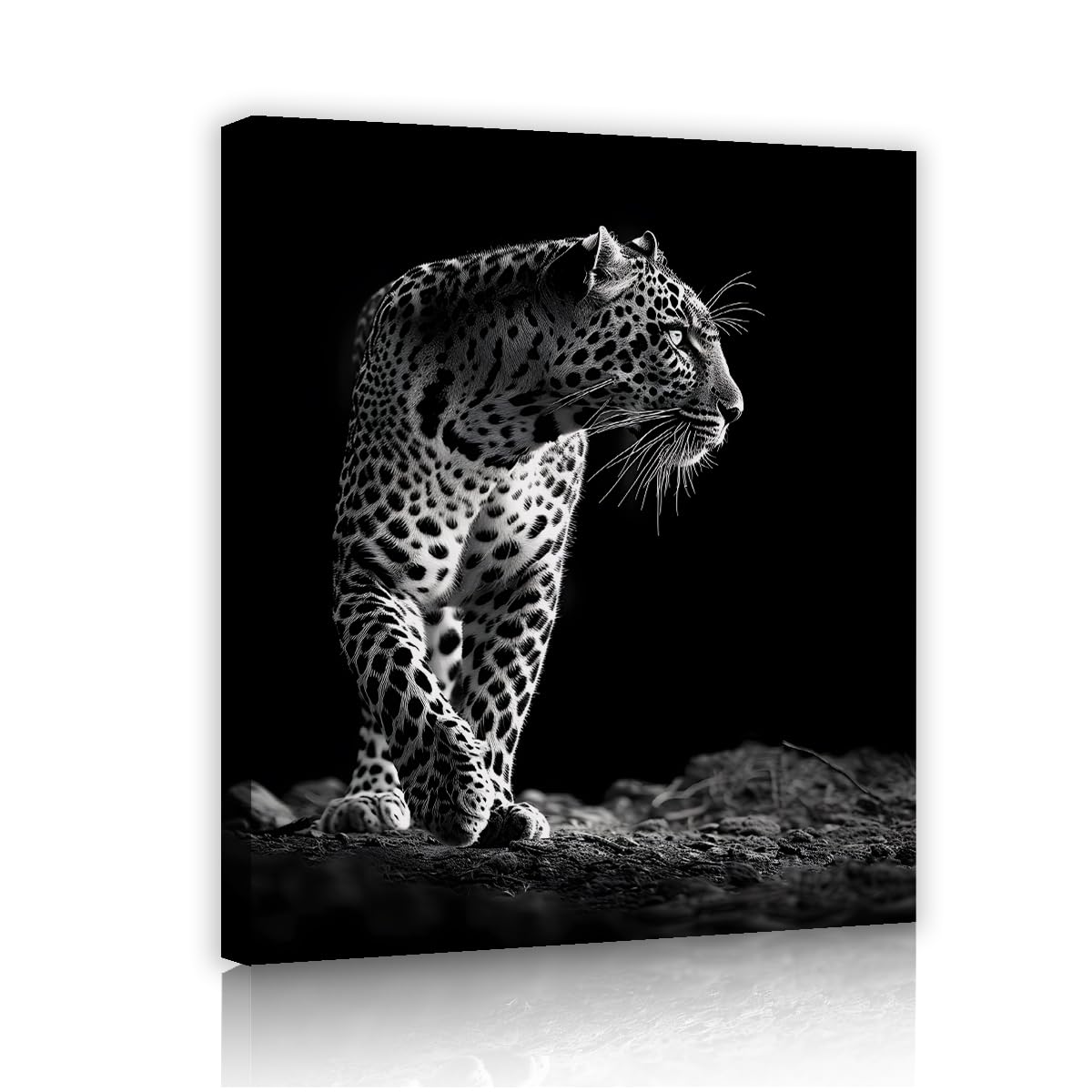 TOANGWALL Wall Art Canvas Leopard Las Fauny Murals Art Prints Black and White Posters Picture Bold Animal Painting For Study Room Decoration 80x95cm