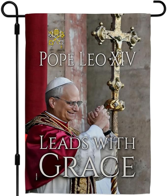 Pope Leo XIV Shepherd Garden Stake Catholic Poster Church Decor Tapestry Vatican Memorabilia Canvas Bishop of Rome Picture Grave Decorations For Cemetery American Papal Print Sign Religious Gifts