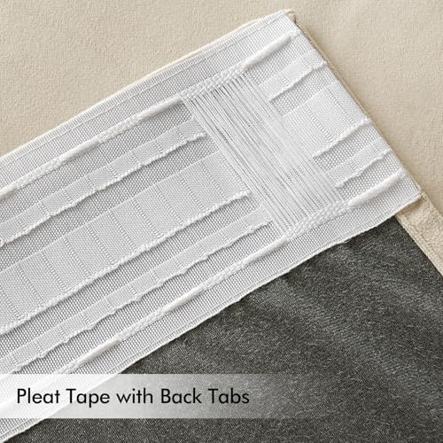Image of MIULEE Cream Beige Velvet Pinch Pleat Blackout Curtains W52 X L96 Inches
