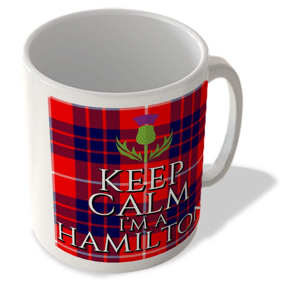 Mcmug White - Keep Calm I'm A Hamilton - Hamilton Modern Tartan - (Thistle) - Scottish Mug, Ceramic, 11Fl.oz.