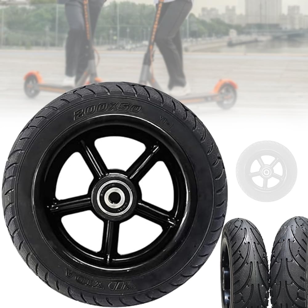 Pneumatici per scooter da 8 pollici, 200 × 50 E, pneumatici in gomma piena, con mozzo, esplosione, resistenza agli urti e antiscivolo, sicuri e confortevoli, senza gonfiore, per scooter
