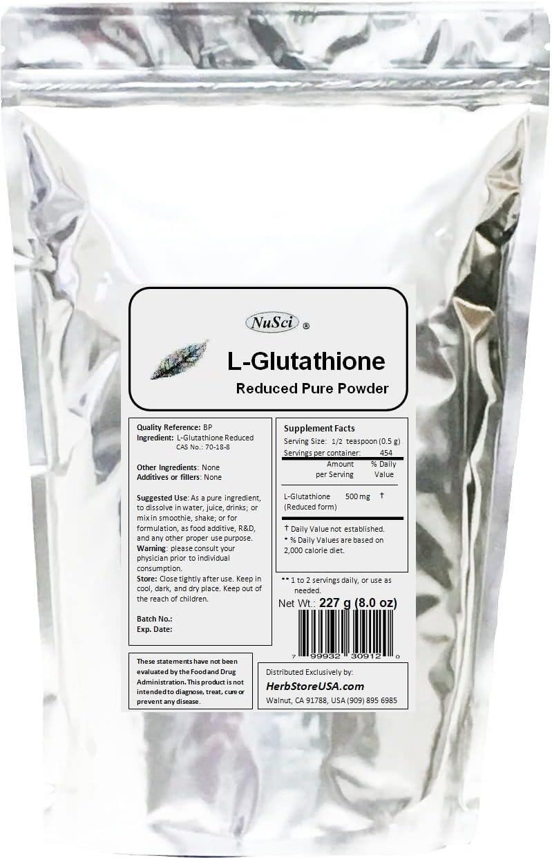 L-Glutathione Reduced Powder Powerful Antioxidant Immune Support (227 Grams (8.0 oz))