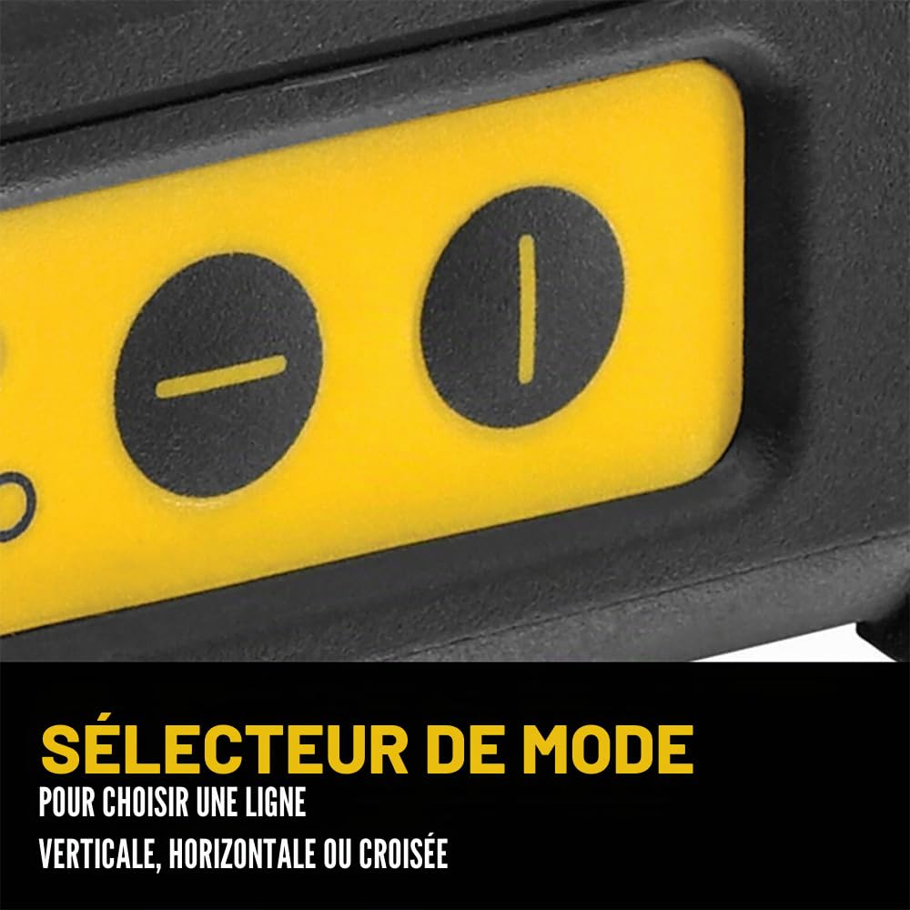 DEWALT - Laser Croix Autonivelant - Faisceau Vert - IP54 - +/- 3mm par 10m - Support de Rotation Magnétique - Raccordement au Trépied 1/4" - DW088CG-XJ