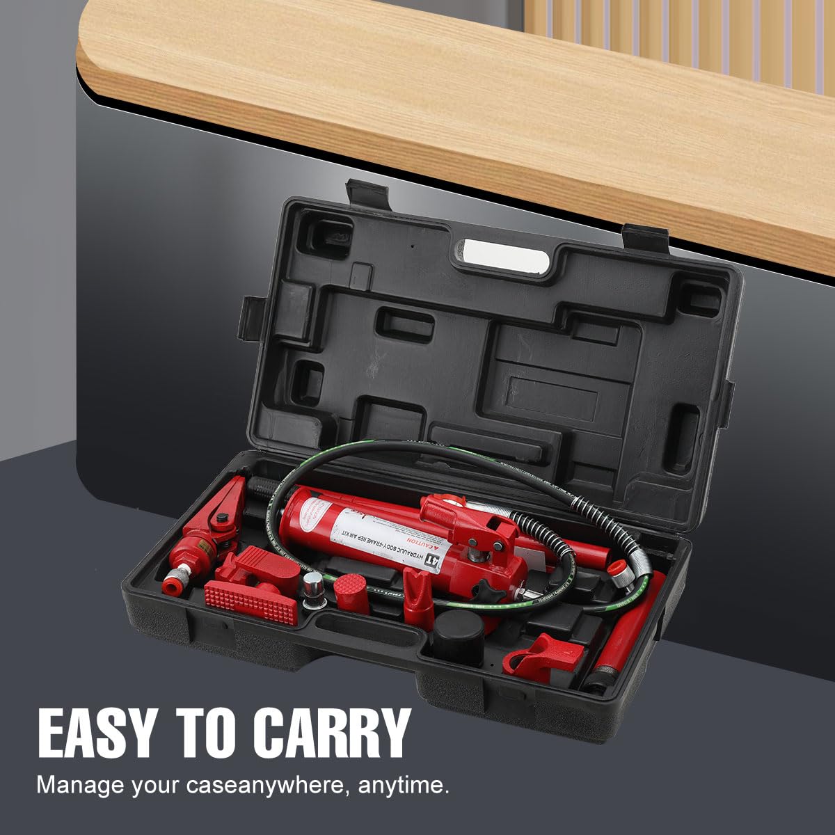 Zestaw podnośnika hydraulicznego Porta Power, 4-tonowy podnośnik samochodowy z pompą, zestaw narzędzi do naprawy ram samochodów osobowych i dostawczych z 4 rurami przedłużającymi, narzędzie do