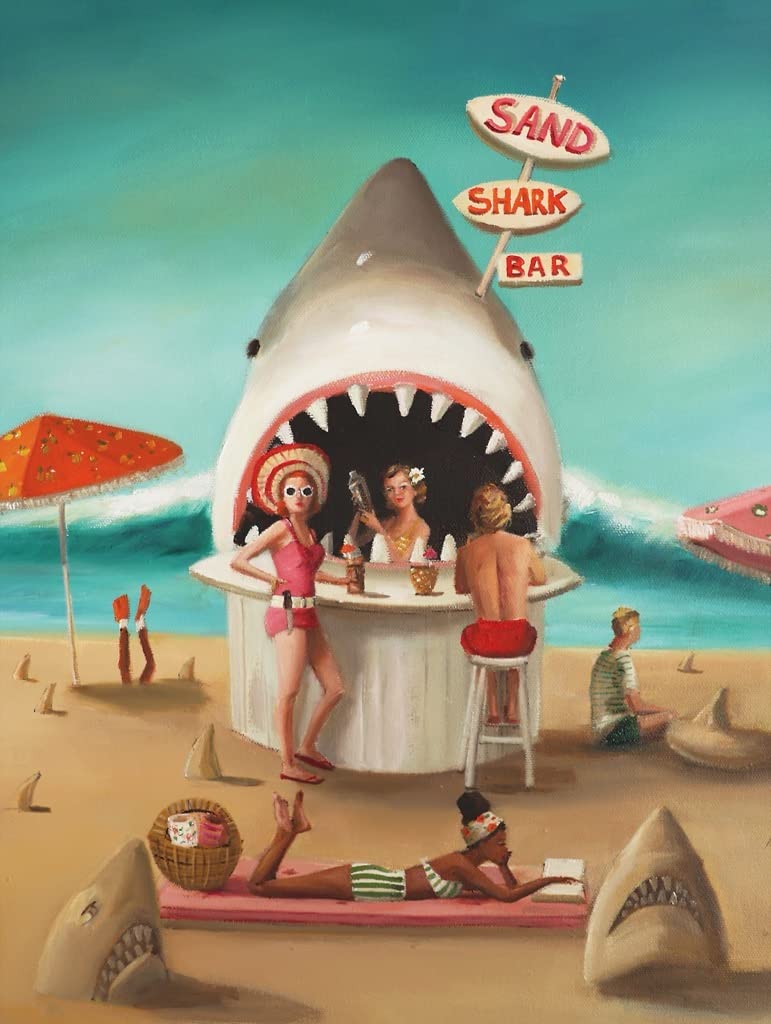 New York Puzzle Company - Janet Hill Sand Shark Bar - 500 Piece Jigsaw Puzzle for Adults by Janet Hill