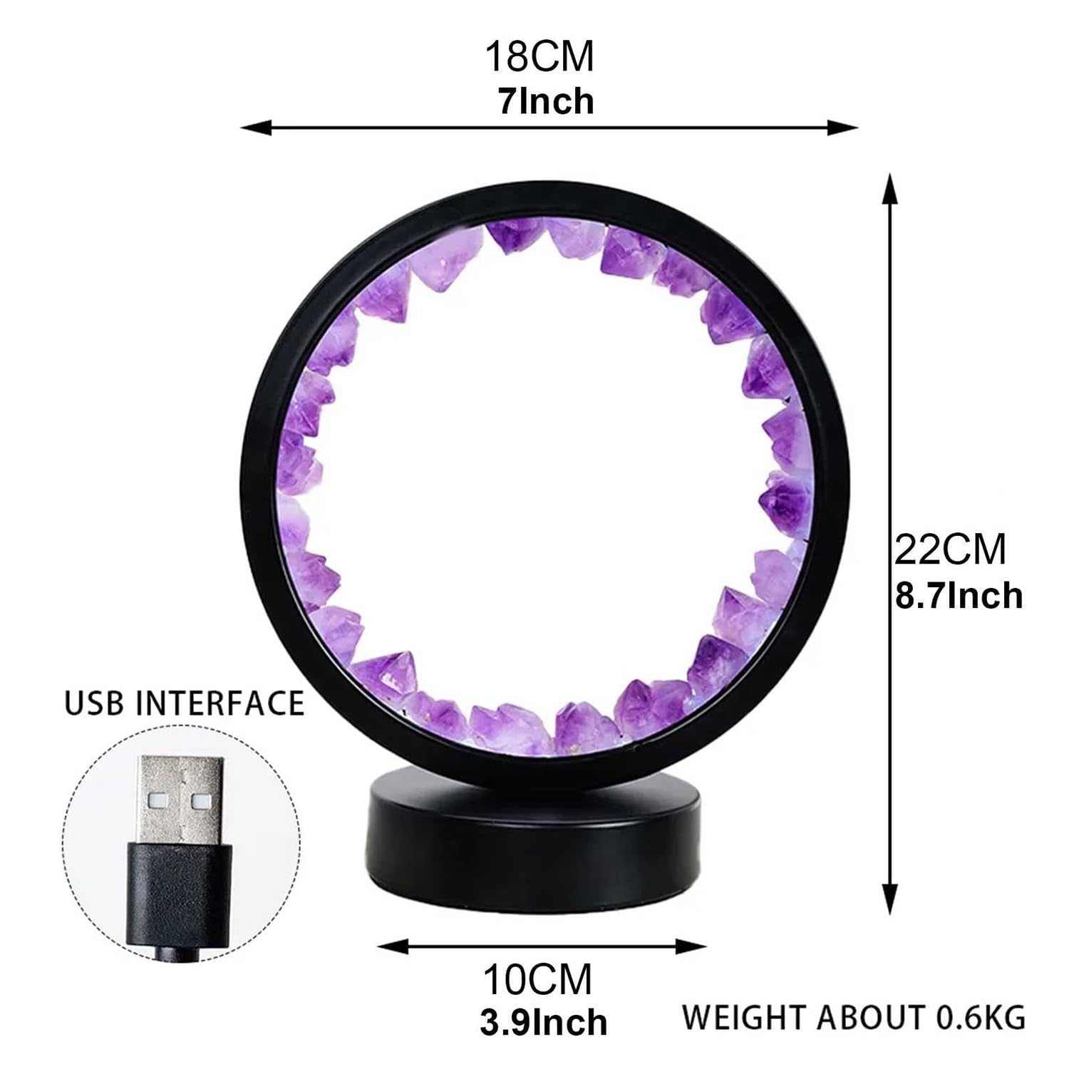 Lampada Da Tavolo In Cristallo, Pietre Grezze Di Ametista Naturale, Cristallo Lampada Da Tavolo Lampada Da Tavolo Ricaricabile Lampada Usb Lampada Decorativa Per Meditazione Regalo