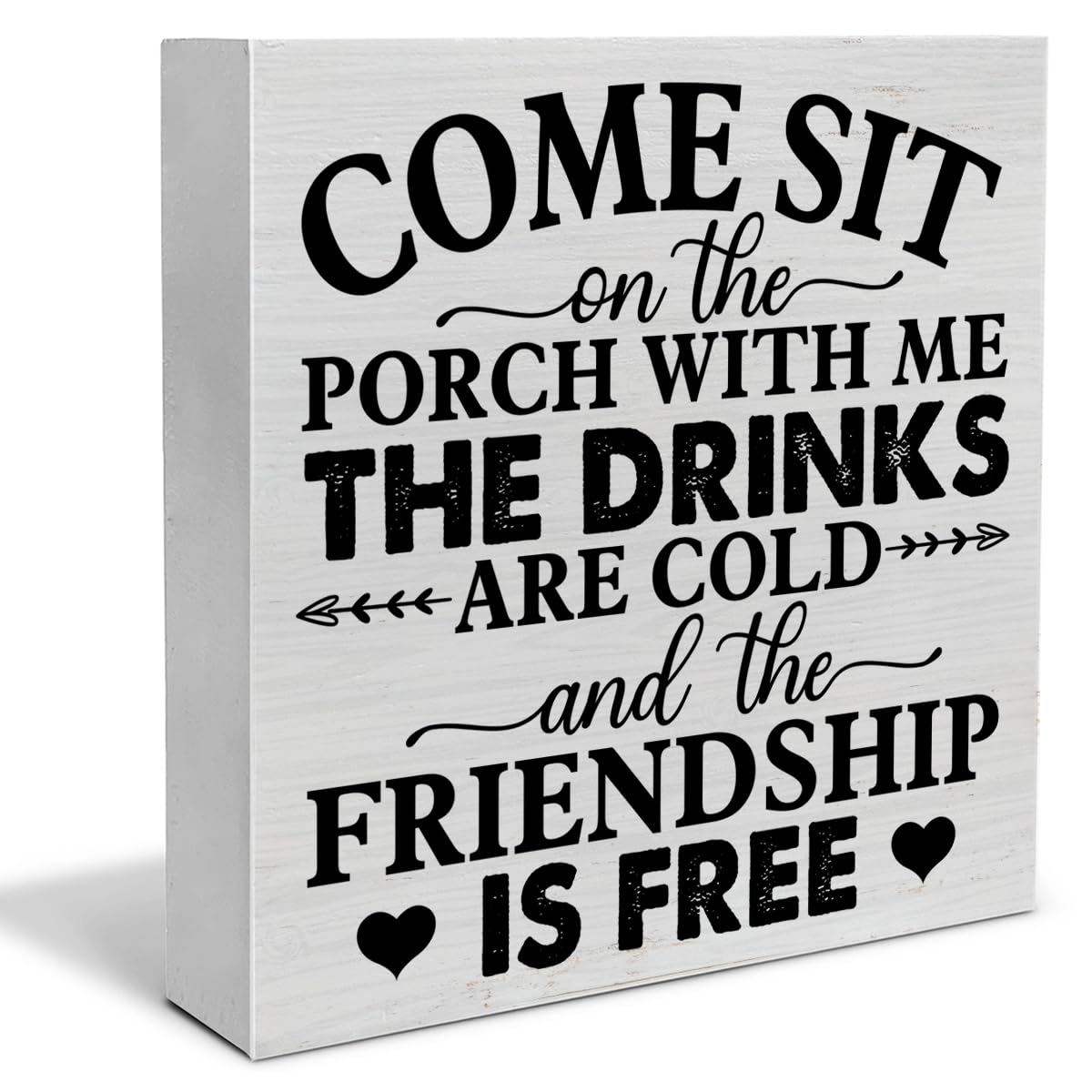 Come Sit on the Porch with Me Decorative Wooden Box Sign Porch Theme Wood Block Plaque Decor Farmhouse Porch Home Shelf or Wall Display 5x5 Inches