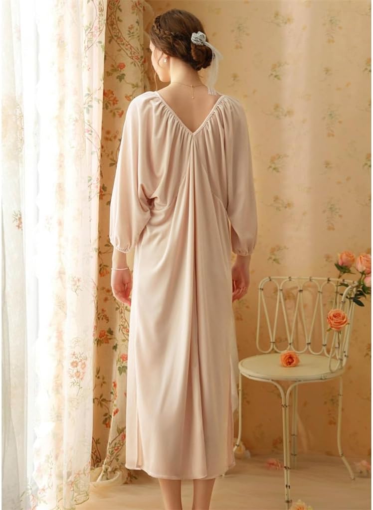 JSEIAJB Sleeping skirts, autumn and winter long golden velvet pajamas, long sleeved plush home clothing