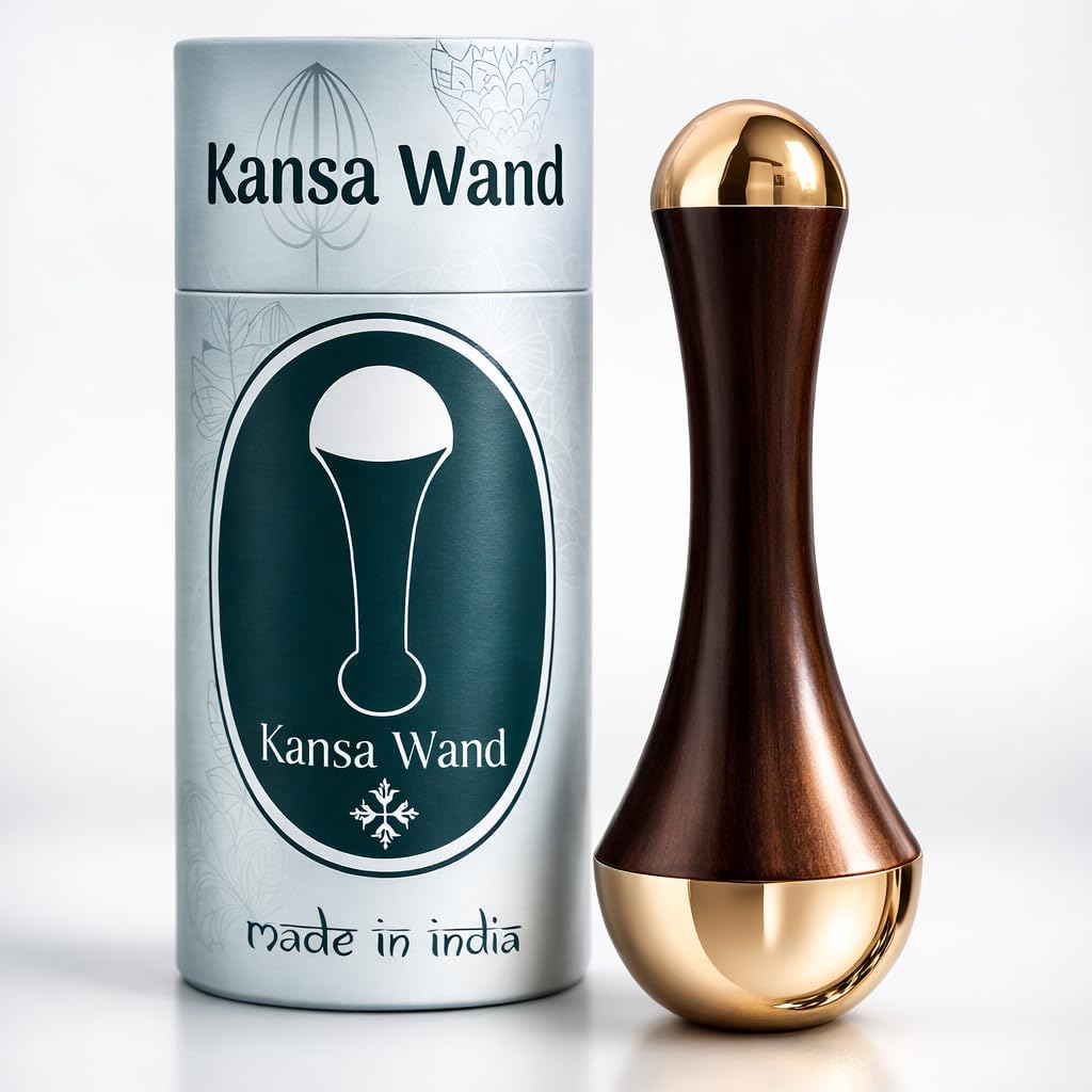 Vintageware® Kansa Wand Face Massager With Teak Wood Handle For Natural Glow, Detoxification And Deep Relaxation